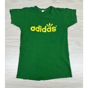 Vintage 70s Adidas T-shirt Green Single Stitch Made in USA Large